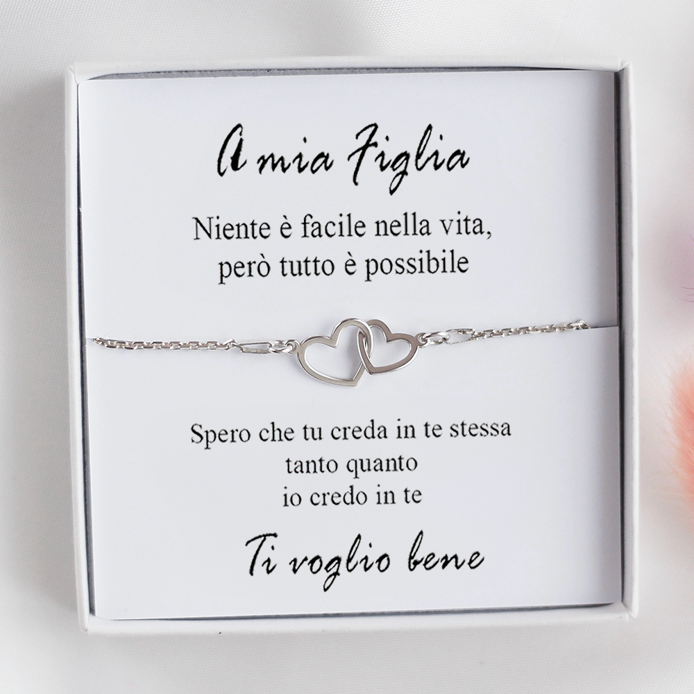 A mia Figlia - Braccialetto + Collana cuori